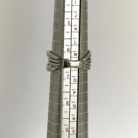 Sterling Silver 925 Black White Diamond Crossover Multi Band Ring Sz 6.5 - Picture 9 of 16